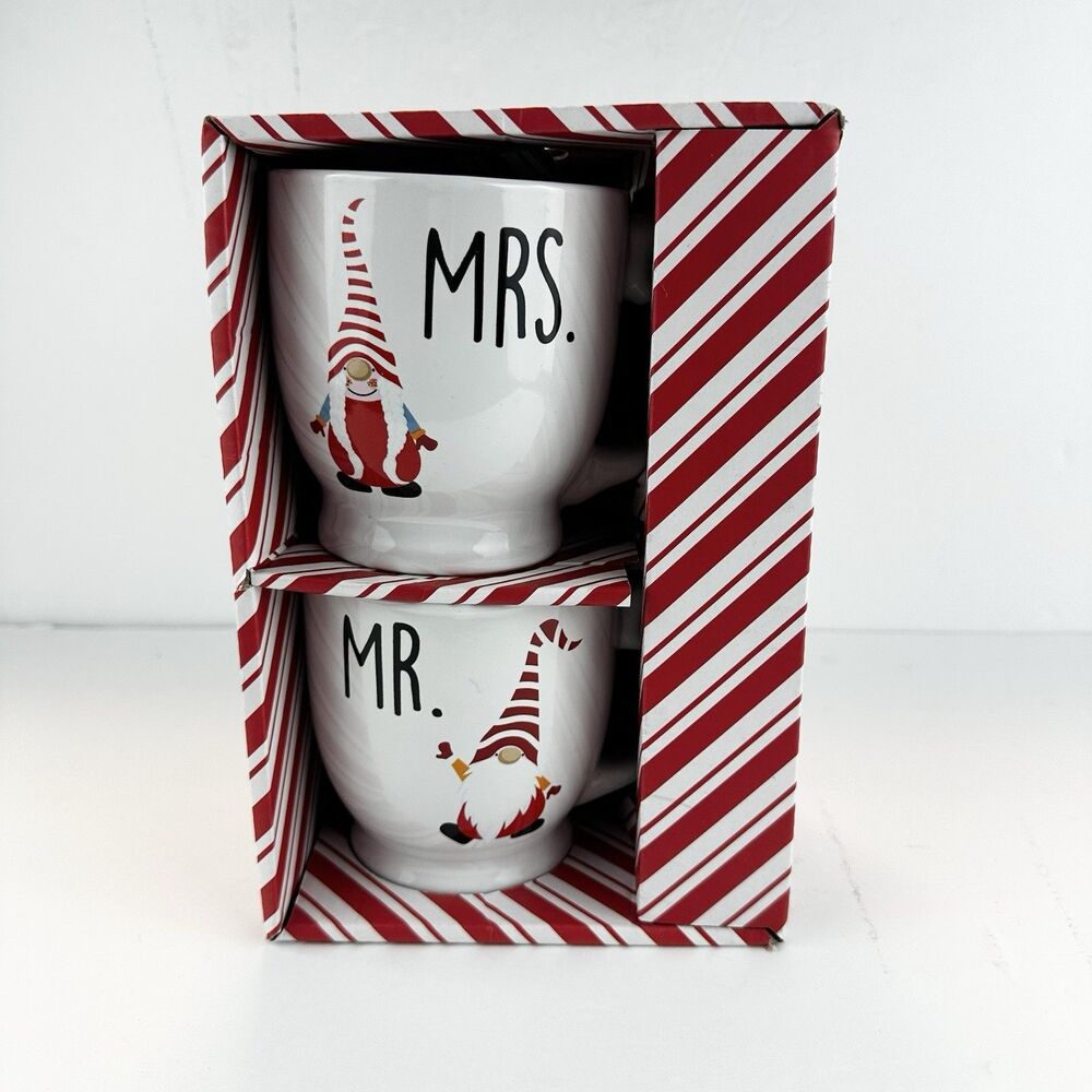 New Belle Maison Mr. & Mrs. Gnome Coffee Mug Set of 2 Ceramic Christmas Gift